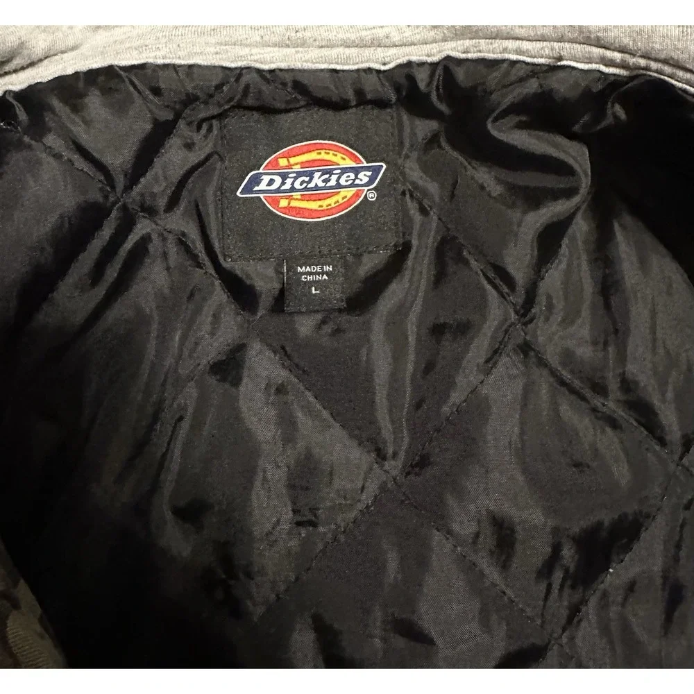 Dickies Girl Quilted Lined Canvas Jacket Youth Large Camo Full Buttoned - Hooded